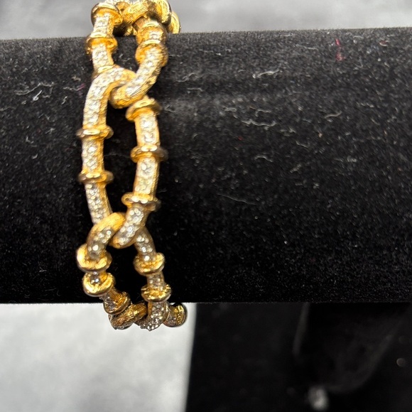 Kenneth Jay Lane Gold and Silver Bamboo Bracelet - Picture 4 of 8